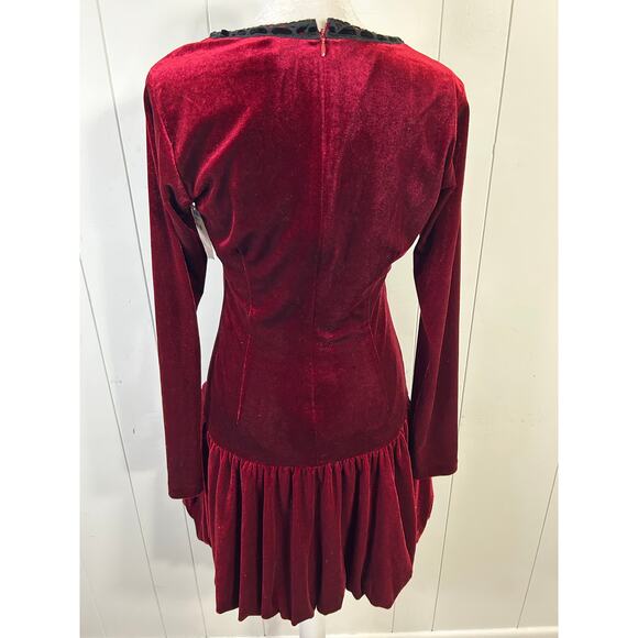 ALEXIA ADMOR Rach Velvet Scoopneck Lace Insert Dress in Burgandy. Size S. NWOT - Picture 4 of 9